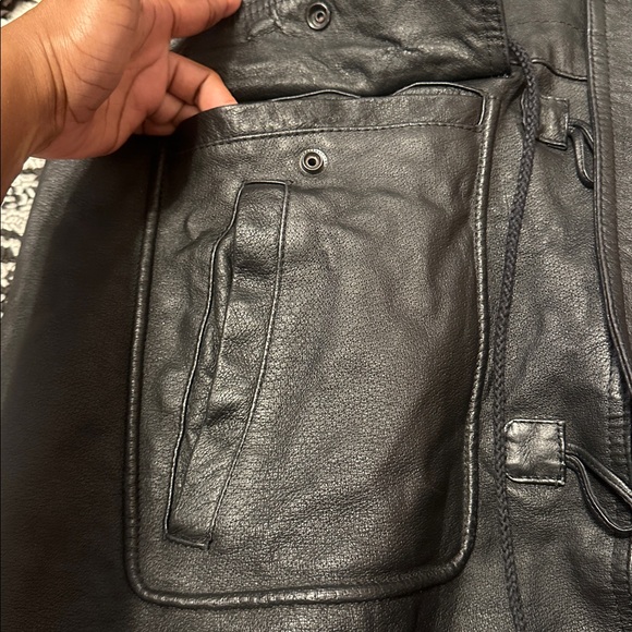 #51 WILSON LEATHER BLACK HEAVY DUTY HOODED PADDED LEATHER JACKET MEN SIZE XL - Picture 4 of 9